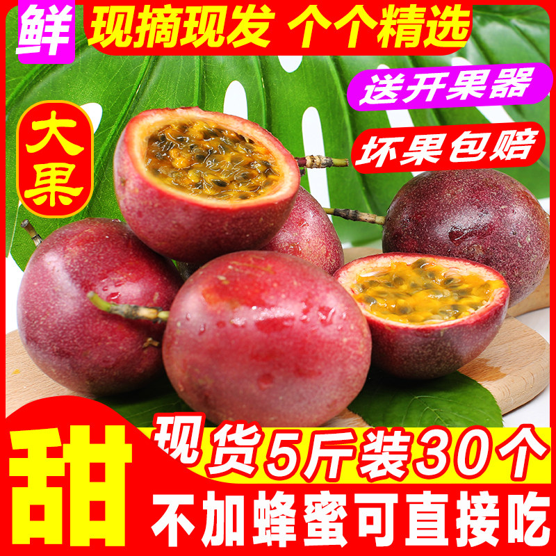 广西紫皮百香果新鲜大果树上熟紫皮百香果现摘现发西方莲5斤3包邮