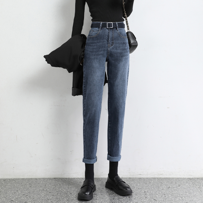 高腰老爹裤牛仔裤女秋装2020年新款韩版宽松直筒裤显瘦哈伦萝卜裤