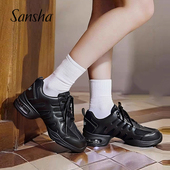 法国三沙运动鞋 女 牛皮广场舞跳舞鞋 Sansha 软底现代舞爵士舞蹈鞋