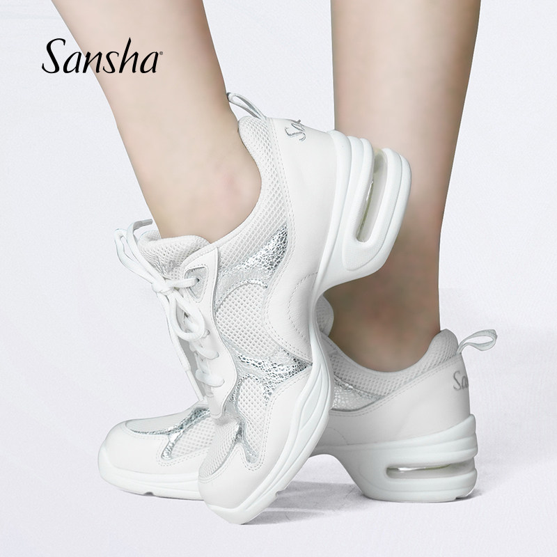 Sansha 三沙广场舞跳舞鞋女 软底现代舞鞋缓震气垫四季网面运动鞋