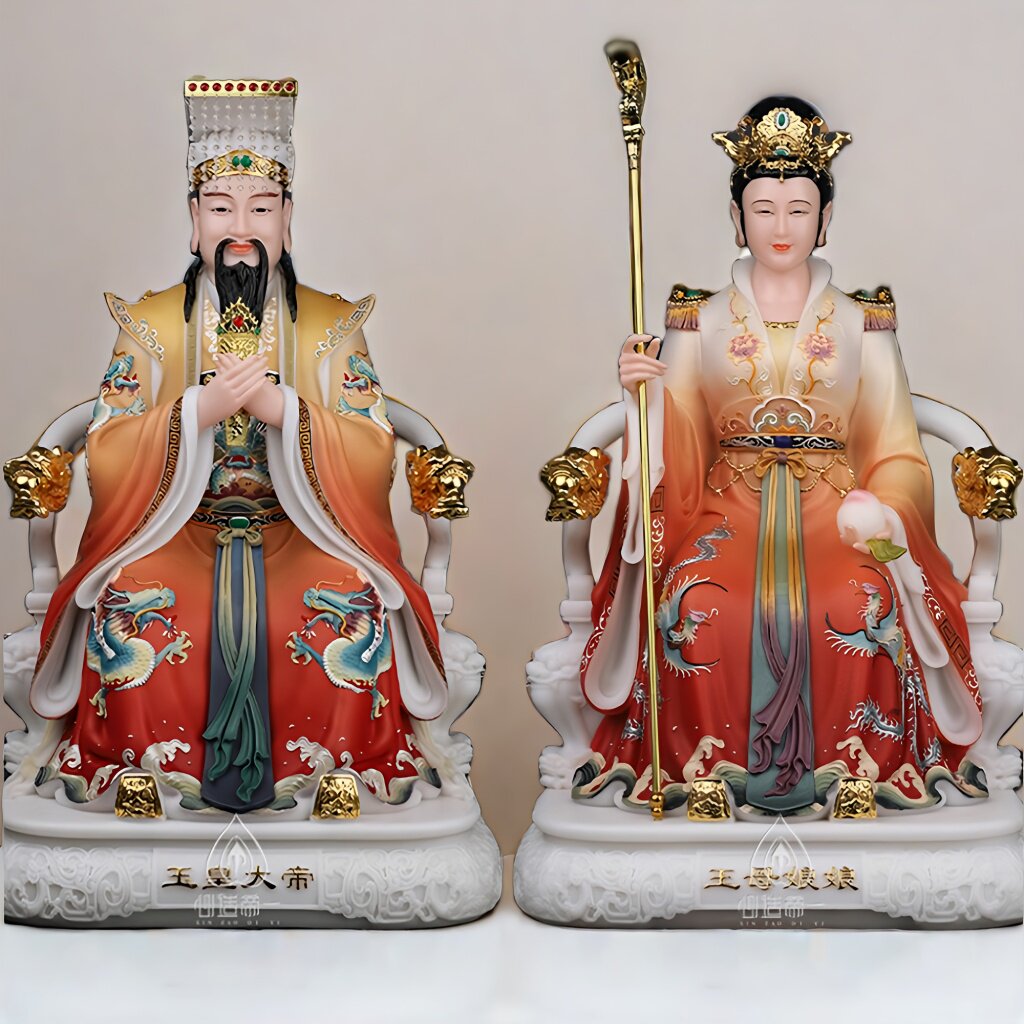 玉皇大帝玉帝王母神像汉白玉王母娘娘老天爷天宫老母佛堂供奉摆件