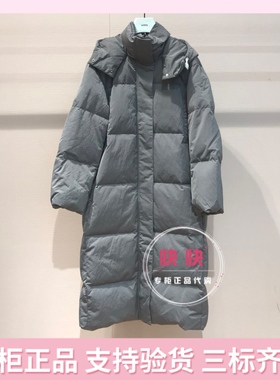 奥莱欧时力1LY433173F冬季新品灰色羽绒外套连帽直筒修身显瘦百搭