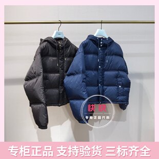 奥莱欧时力1LY433197F冬专柜黑色连帽羽绒服拉链加厚通勤外套