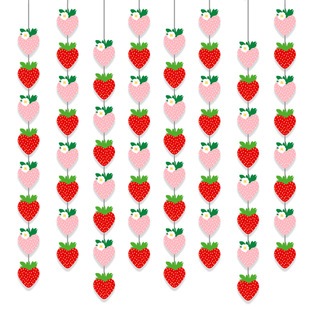 网红房间ins风背景墙装 主题布置草莓柠檬拉花创意空中吊饰 饰夏季