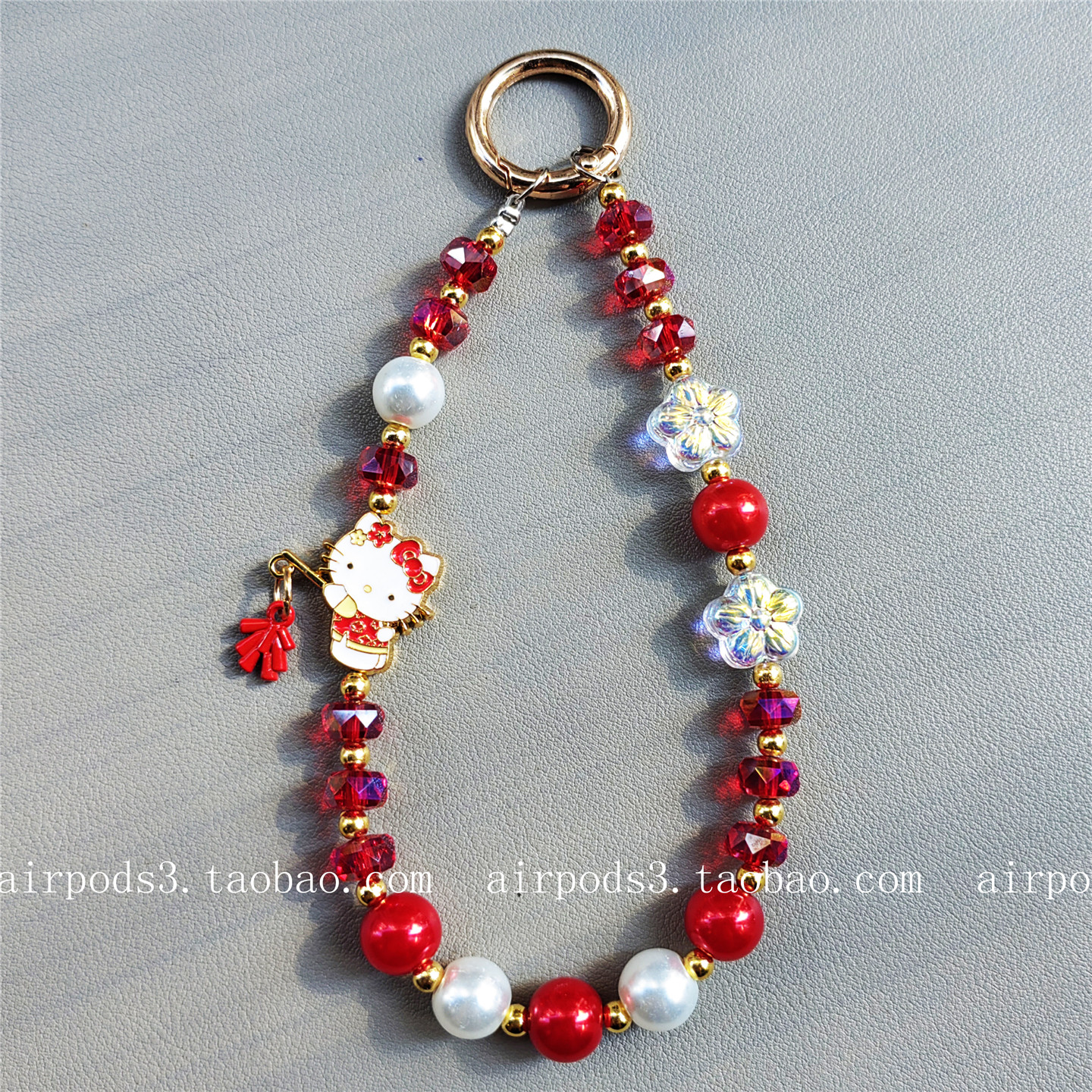 新款鞭炮KT猫水晶手机链挂绳高颜值钥匙扣包包挂件手提链条手腕短,3C数码配件,手机挂件/手机链,淘宝优惠券,粉丝福利购,淘宝优惠卷