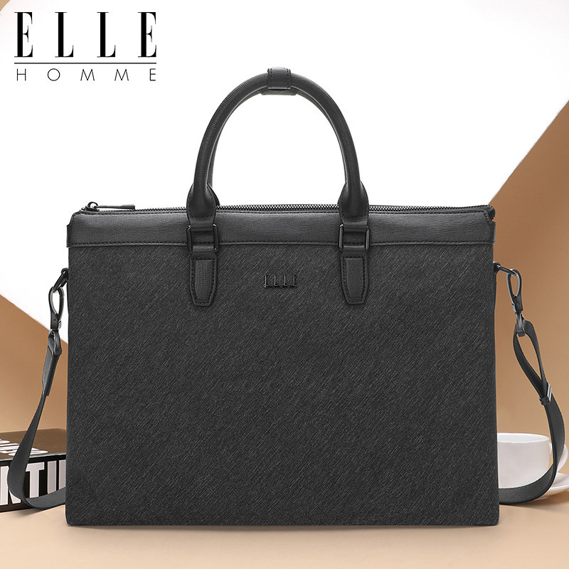 ELLE HOMME手提包男商务休闲横款公文包单肩斜挎包轻奢品牌公务包