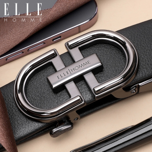 带 品牌裤 ELLE HOMME皮带男真皮自动扣头层牛皮腰带年轻人礼物正装