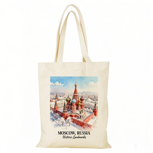 Russia帆布包Moscow莫斯科俄罗斯城市文创帆布袋定制手提环保购物