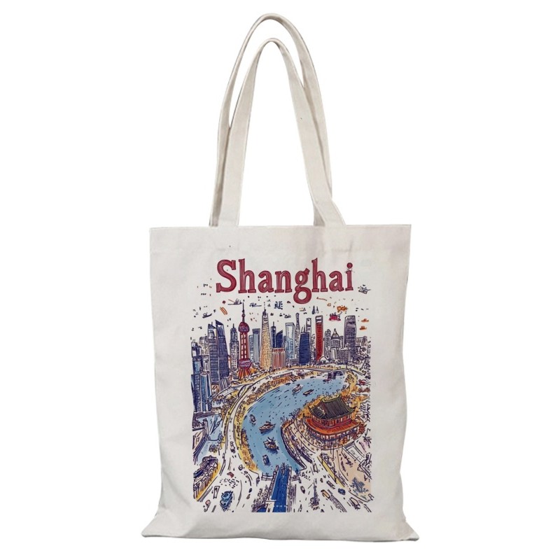 上海文创帆布包城市citywalk帆布袋定制手提外出时尚大容量买菜图片