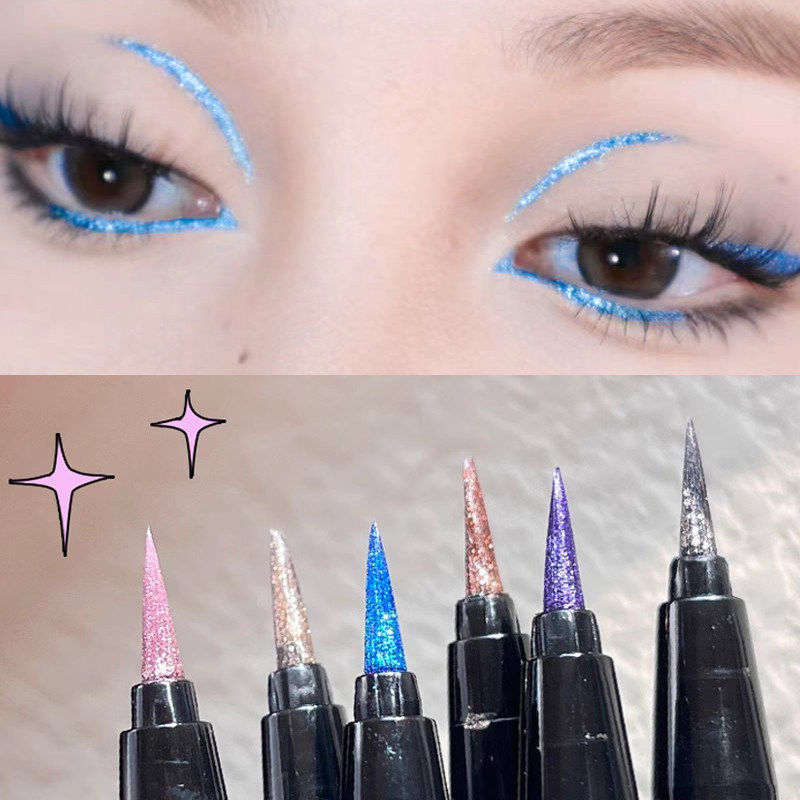 xixi彩色眼线 线液笔亮晶晶细爆闪防水防汗持久不晕染紫色眼影舞