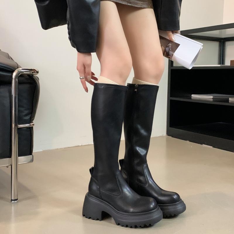 增高小个子厚底弹力高筒靴骑士靴
