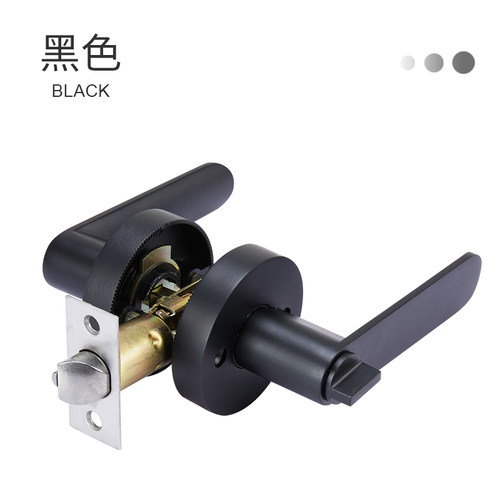 室内静音通用三杆门锁黑色球形锁