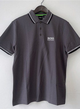 S码 Hugo Boss经典款男士刺绣灰色logo吸汗透气短袖棉质polo衫T恤