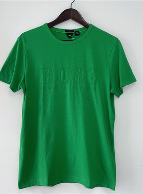 正品Hugo boss雨果博斯男士经典清新绿色大ogo棉百搭短袖圆领T恤