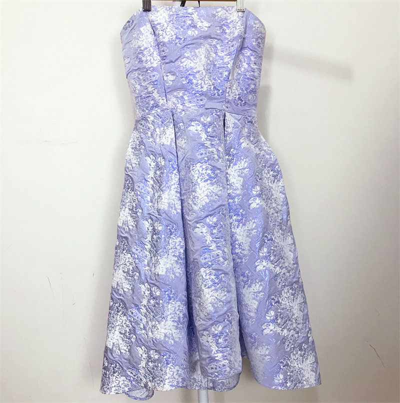 4码Vera Wang高级感浮雕生日轻奢名媛抹胸小礼服订婚宴蓬蓬连衣裙