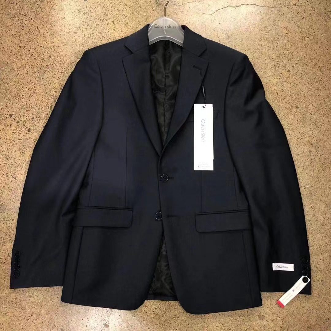 CK/Calvin Klein男士经典款正装纯色上班羊毛单西西服西装外套