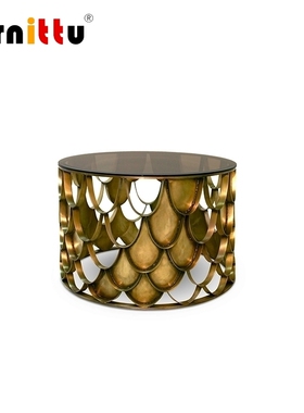 furnittu设计师家具kol center table锦鲤圆桌不锈钢客厅个性茶几