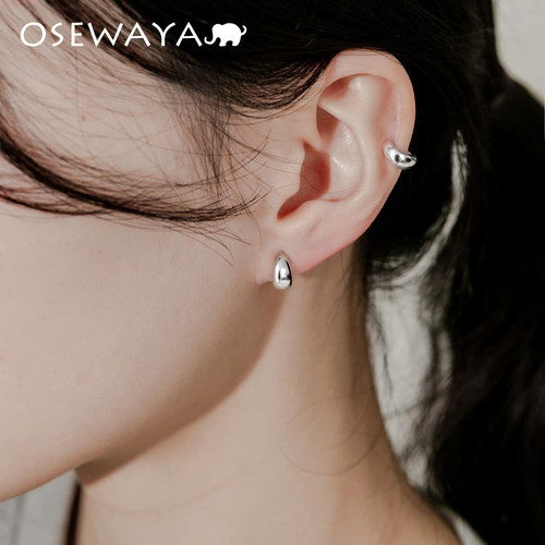 OSEWAYA无耳洞银豆耳扣耳夹