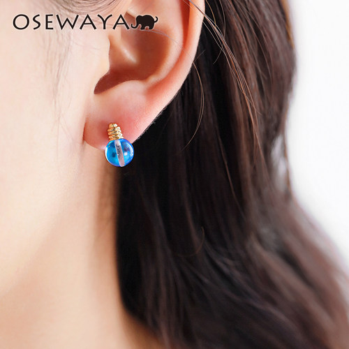 OSEWAYA日系试管小球耳钉彩色