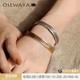 OSEWAYA手镯中古vintage复古做旧羽毛开口手饰品男女情侣个性 叠戴