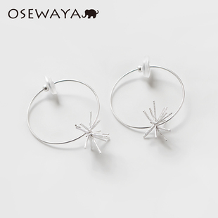 耳圈 OSEWAYA耳夹小众清冷复古烟花无耳洞耳钉轻奢高级感日剧同款