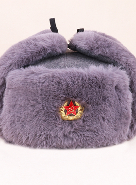 冬季复古金属徽章雷锋帽