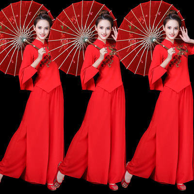 弹性运动广场舞秧歌服