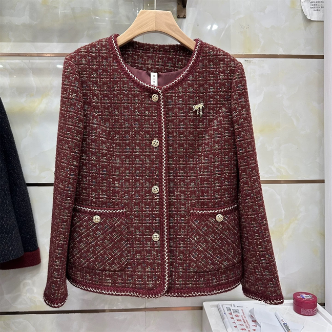 小香风短外套女2025C-10正品洋气妈妈减龄显瘦小个子长袖格子上衣,女装/女士精品,短外套,淘宝优惠券,粉丝福利购,淘宝优惠卷