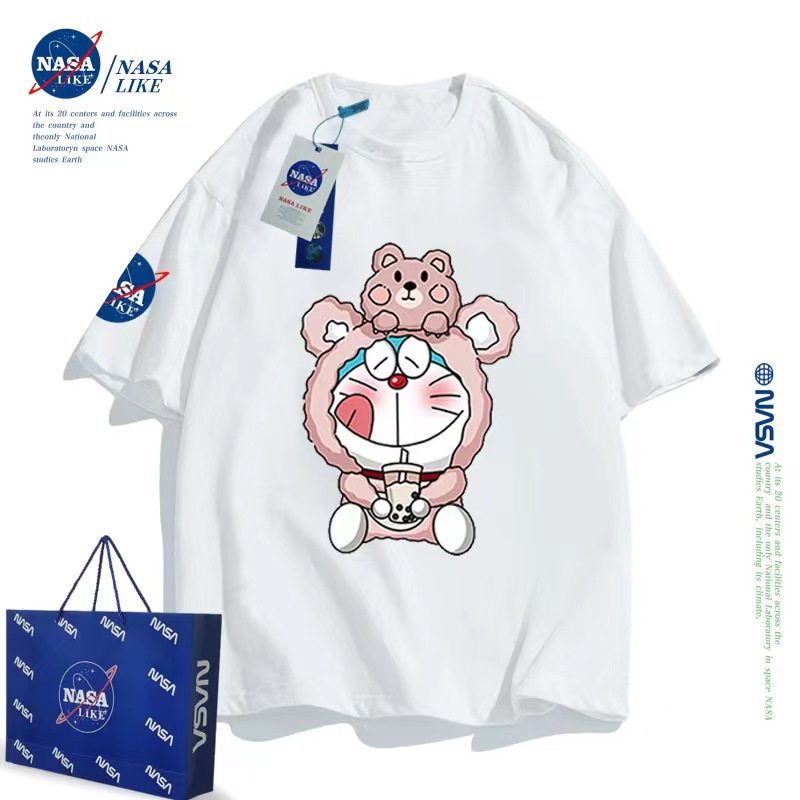 NASA联名哆啦A梦男女童短袖T恤2024夏季新款纯棉潮牌儿童中大童装