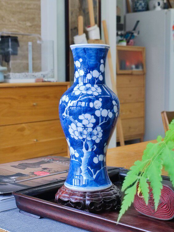 清代江南青花冰梅瓶花瓶老物件古董瓷器艺术案头摆件