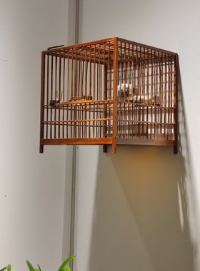 老竹制鸟笼空间装饰摆件置物
