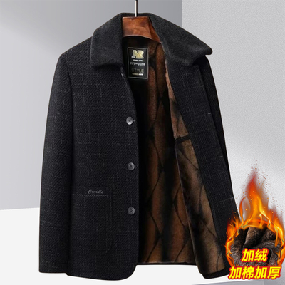 爸爸中老年男士保暖棉服加绒加厚