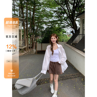 橘子树在哪儿竖条纹防晒长袖衬衫女夏季外搭宽松衬衣遮肉显瘦外套