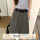 橘子树在哪儿复古百褶西装 高腰显瘦百搭五分a字裙子 半身裙女春季