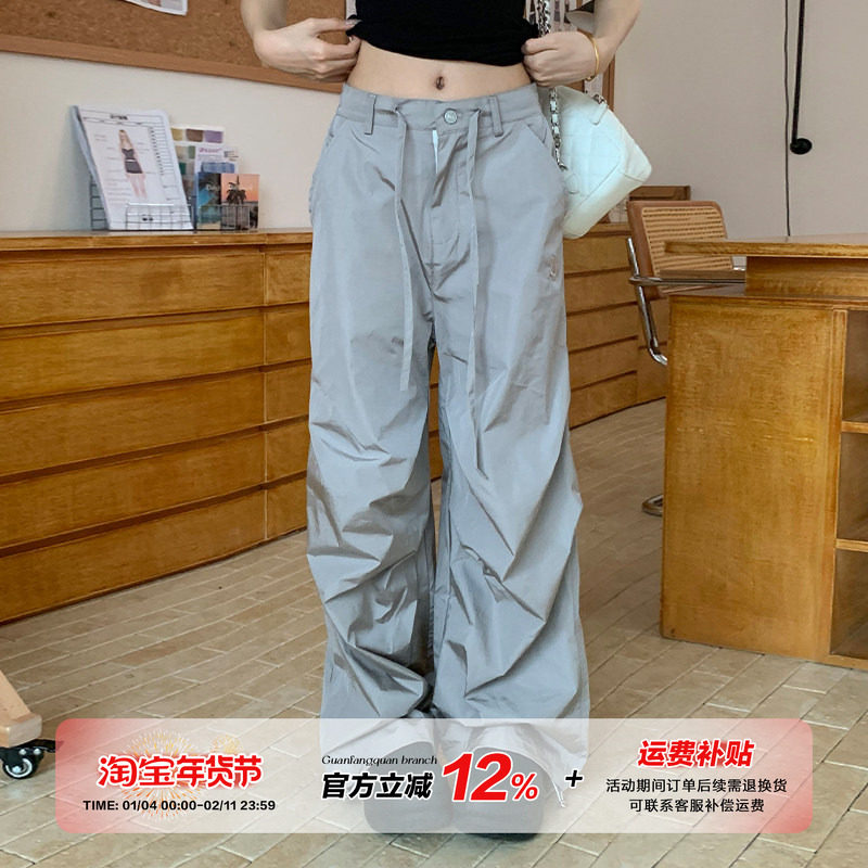 橘子树在哪儿美式褶皱休闲裤女夏季轻薄运动速干显瘦伞兵工装裤子,女装/女士精品,休闲裤,淘宝优惠券,粉丝福利购,淘宝优惠卷