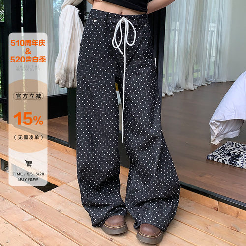 橘子树在哪儿复古波点牛仔裤女夏
