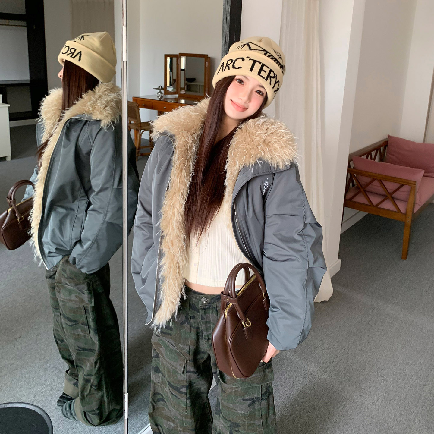 橘子树在哪儿复古翻领座山雕棉服