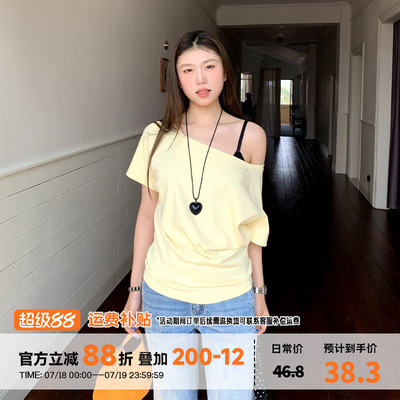 橘子树在哪儿斜肩短袖t恤女夏季