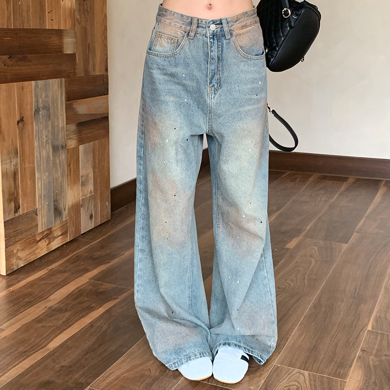 橘子树在哪儿美式蓝色牛仔裤女秋