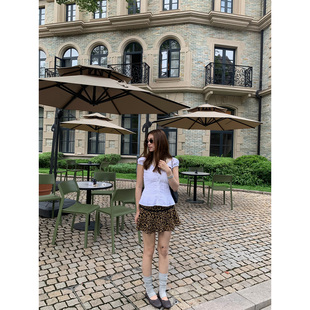 橘子树在哪儿复古豹纹半身裙女夏小众设计感辣妹显瘦双层a字短裙