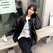 橘子树在哪儿复古polo领皮衣女春季 设计感宽松百搭机车夹克外套 款