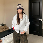 宽松慵懒风双拉链开衫 款 连帽卫衣外套女秋季 橘子树在哪儿灰色短款