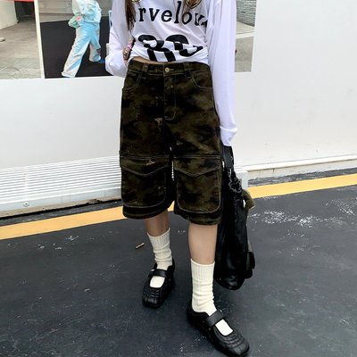橘子树在哪儿美式迷彩牛仔七分裤