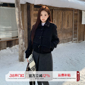 橘子树在哪儿小香风牛角扣圈圈呢外套女冬季 上衣 夹棉显瘦气质短款