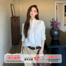 纯棉叠穿衬衣休闲宽松上衣 女秋季 橘子树在哪儿韩系polo领长袖 衬衫