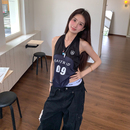 挂脖球衣吊带小背心女夏季 橘子树在哪儿美式 辣妹收腰显瘦运动上衣