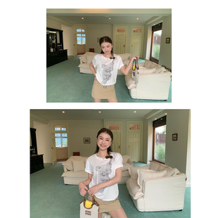 橘子树在哪儿韩系莱赛尔考拉短袖t恤女夏季透气慵懒休闲显瘦上衣