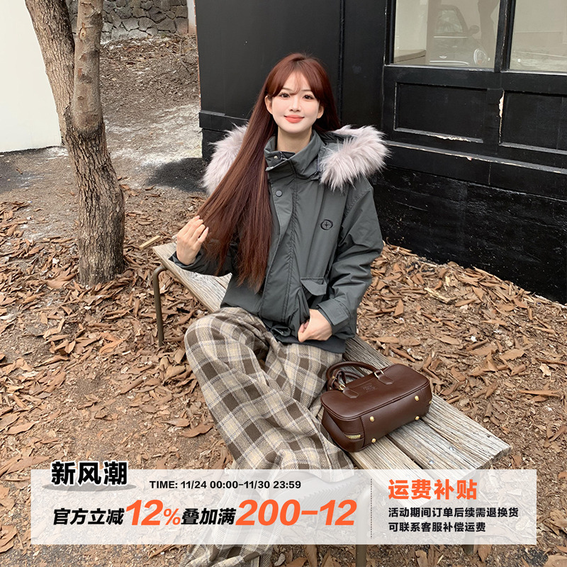 橘子树在哪儿设计感毛领加厚棉服