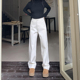 拖地裤 橘子树在哪儿四面弹白色直筒牛仔裤 女秋冬高腰显瘦宽松窄版