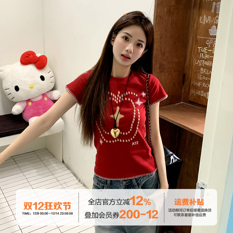 橘子树在哪儿美式印花短袖t恤女